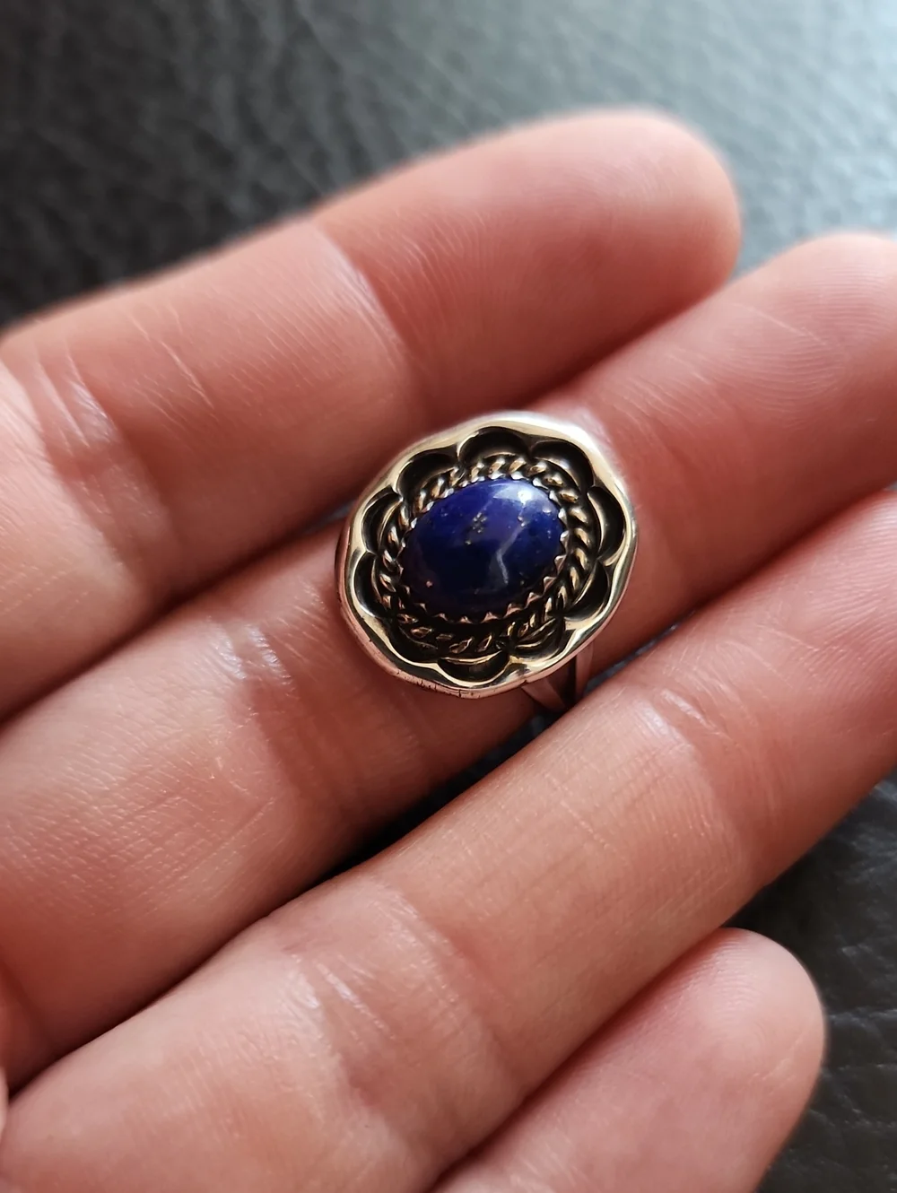 VTG Sterling Silver & Lapis Blue Stone Ring - Women Jewelry- Size 5.5